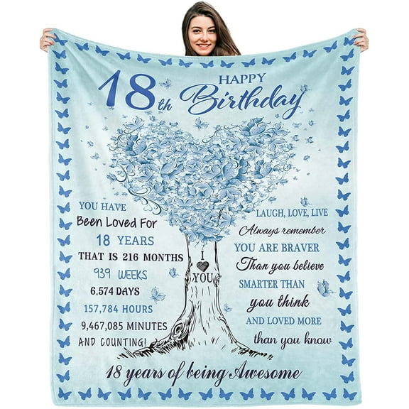 LHSHID Birthday Gifts for 18 Year Old Girls 18th Birthday Decorations for Girls Best 18th Gift Ideas Throw Blankets for Daughter Niece Sister Friends 30"x40"