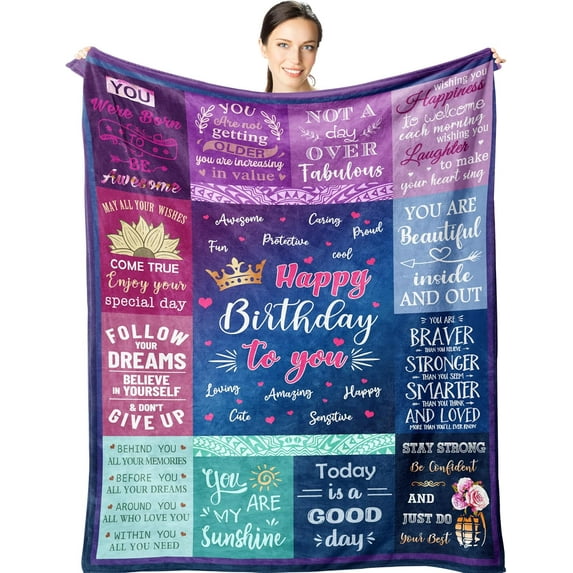LHSHID Birthday Gifts for Women Happy Birthday Decorations for Her Throw Blanket Gifts for Women Birthday Unique Birthday Present Gifts for Girls Friendship Female Bday Gift Ideas 40"x50"