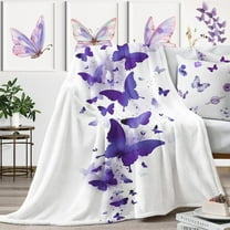LHSHID Blanket Purple Butterfly Blanket Butterfly Gifts for Women Fall Throw Blanket for Couch Bed Butterfly Decorations Flannel Fleece Summer Blanket Get Well Gifts for Women 30"x40"