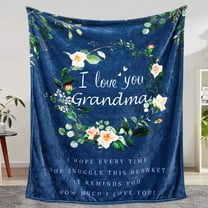 LHSHID Blanket for Grandma Grandma Birthday from Grandkids I Love You Grandma Soft Throw Blanket Blue 30"x40"