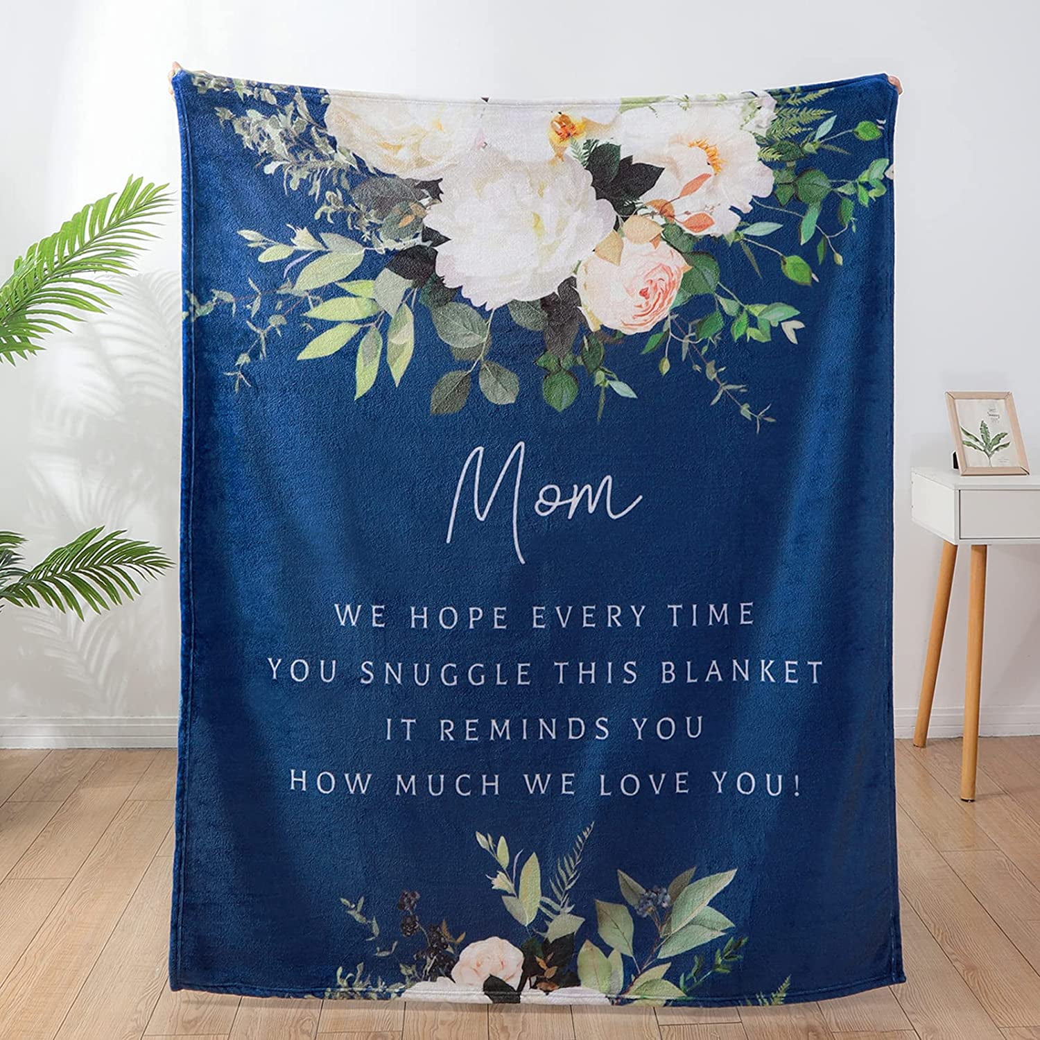 LHSHID Blanket for Mom Super Soft Warm and Comfy Mom Birthday from Daughter Son I Love You Mothers Throw Blanket Blue 30"x40"