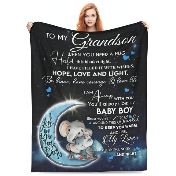 LHSHID Blanket with Name Text Personalized to My Grandson Soft Fleece Throw Blanket for Gifts 30x40inch