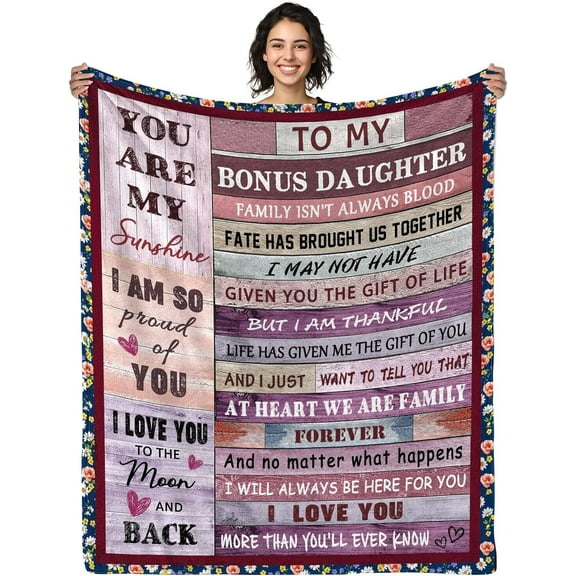 LHSHID Bonus Daughter Christmas Blanket Gifts Bonus Daughter Throw Blankets Stepdaughter Gifts from Stepmom Thanksgiving Gifts for Step Daughter Blanket 50x60in