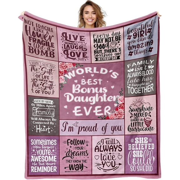 LHSHID Bonus Daughter Gifts Bonus Daughter Blankets Gifts for Bonus Daughter Stepdaughter Gifts from Stepmom Stepdad Birthday Gifts for Bonus Daughter to My Bonus Daughter Blanket 30"x40"