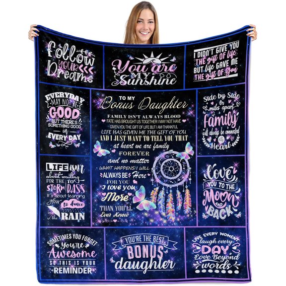 LHSHID Bonus Daughter Gifts Stepdaughter Gifts from Stepmom Gifts for Stepdaughter Birthday Gifts for Bonus Daughter Throw Blanket Mothers Day Bonus Daughter Gifts from Stepmom 30"x40"