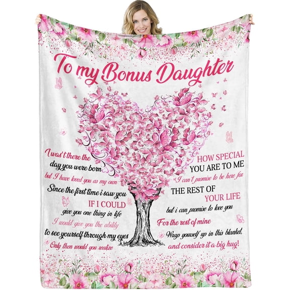 LHSHID Bonus Daughter Gifts from Stepmom&Stepdad Stepdaughter Gifts for Birthday Gifts to My Bonus Daughter Throw Blanket 50x60in