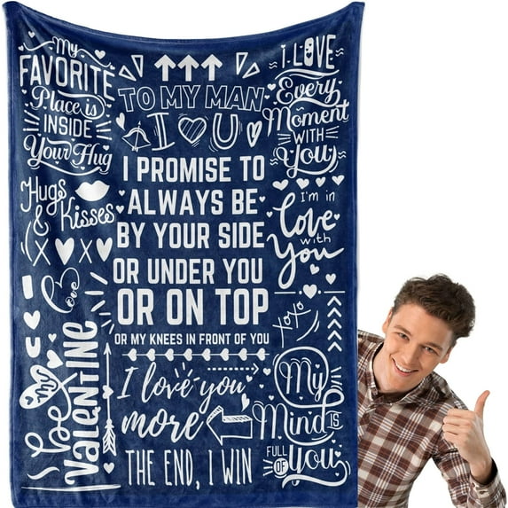 LHSHID Boyfriend Gifts Boyfriend Blanket Funny Flannel Blanket for Boyfriend Soft Throw Blanket for Him BF Man Loverses Blue 30x40in