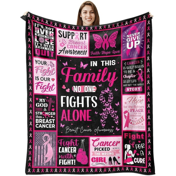 LHSHID Christmas Breast Cancer Gifts Blanket Flannel Soft and Comfortable Anti static Bed Sofa Blanket 50x60in