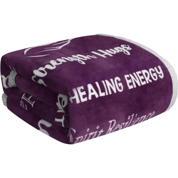 LHSHID Cancer Gifts for Women Fleece Healing Thoughts Blanket Super Soft & Warm Breast Cancer Chemo Survivor Gifts Sympathy Get Well Blanket with Inspirational Positive Energy & Love 30x40in