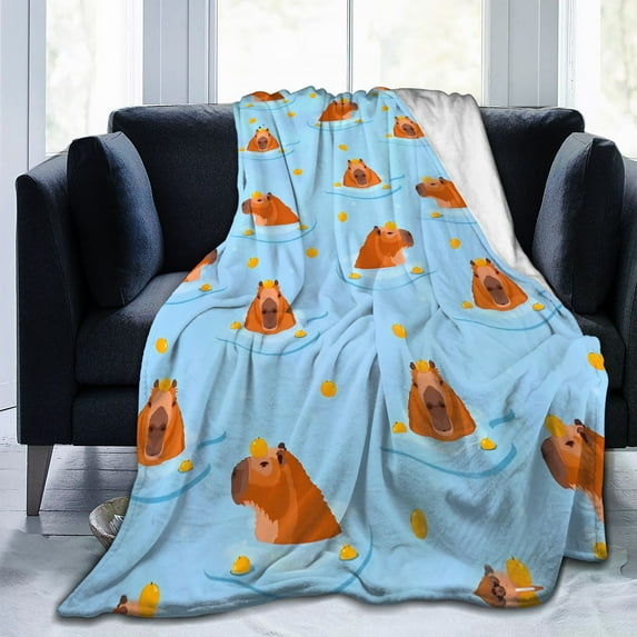 LHSHID Capybara Throw Blanket GiftsFannel Fleece Super Soft Funny Blanket Travel Throw Blanket for Bed Couch Sofa for Kid 60x80inch
