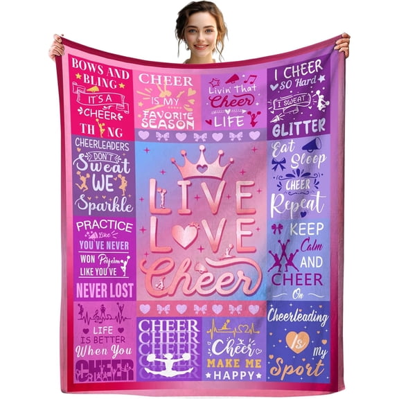 LHSHID Cheerleader Gifts Blanket Cheer Throw Blankets for Girls Women Cheer Stuff Cheerleading Gifts for Girls Teens Kids Women Bedroom Decor