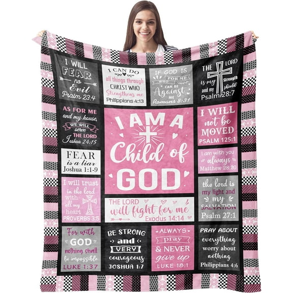 LHSHID Christian Gifts for Women Blanket I Am a Child of God Blankets Inspirational Religious Birthday Gifts Baptism Confirmation Gifts for Girls Catholic Spiritual Gifts for Women 30"x40"