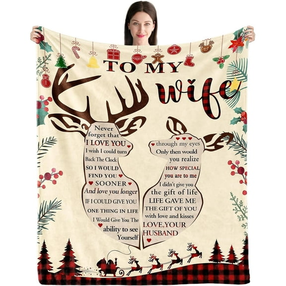 LHSHID Christmas Day Gifts for Wife from Husband to My Wife Blanket Anniversary Wedding Gifts for Her Christmas Birthday Gifts Ideas for Wife Wife Valentines Day Gifts 60x80in