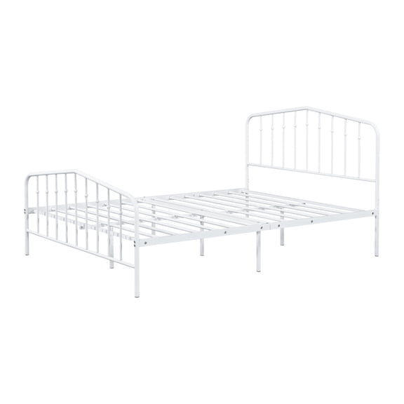 LHSHID Contemporary Style Full Size Metal Bed Mattress Ready With Full Metal Structure White Finish