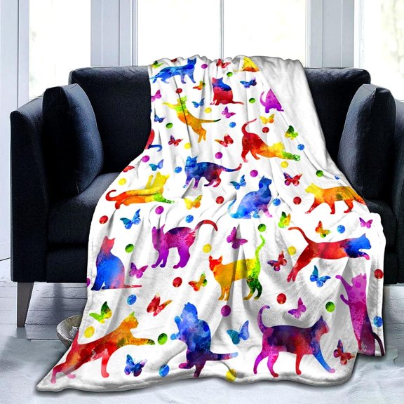 LHSHID Cute Cat Blanket Super Soft Flannel Throw Blanket Bedding Cat Gifts for Cat Lover Woman Kids Adults 30"x40"