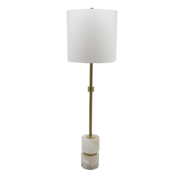 LHSHID D10x34" Ipori Alabaster And Metal Buffet Lamp