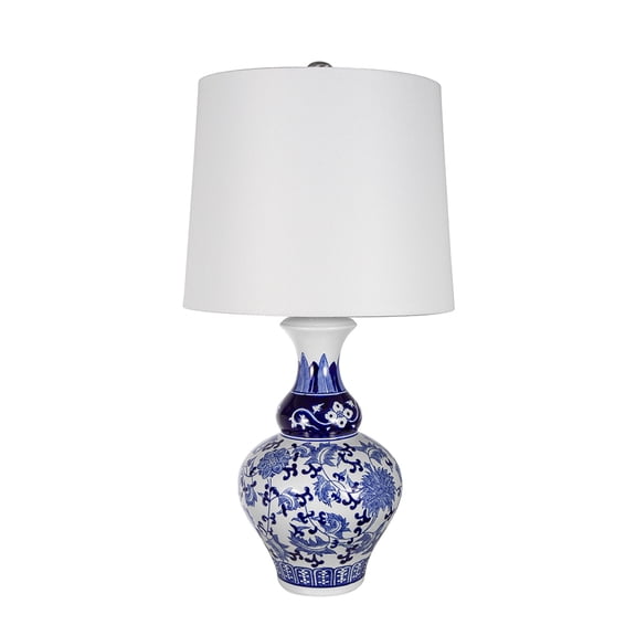 LHKJ 14x27.6in Blue and White Round Ceramic Vase Lamp