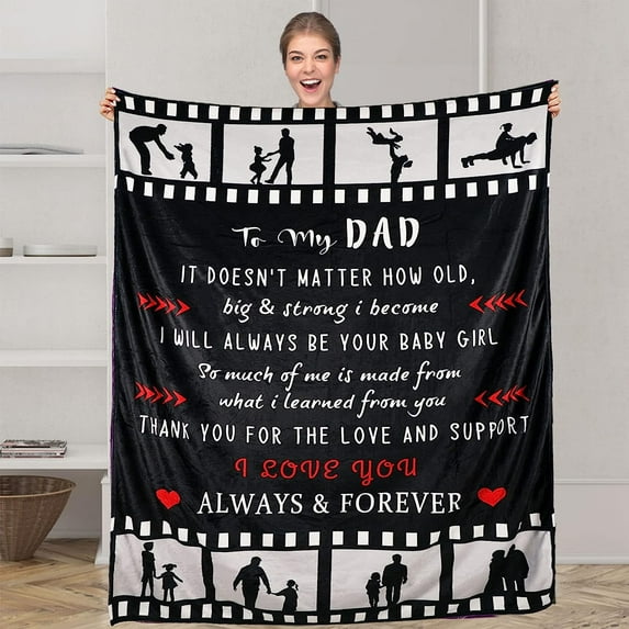 LHSHID to My Dad Blanket Best Dad Ever Throw Blanket Birthday Gift for Dad Papa Blanket from Son/Daughter Super Soft Flannel Throw Blankets for Dad 50x60in