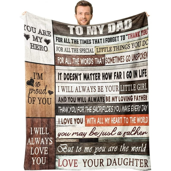 LHSHID Dad Blanket from Daughter to My Dad Blanket Dad Birthday Gifts Best Dad Ever Gifts from Daughter I Love You Dad Blanket 30x40in