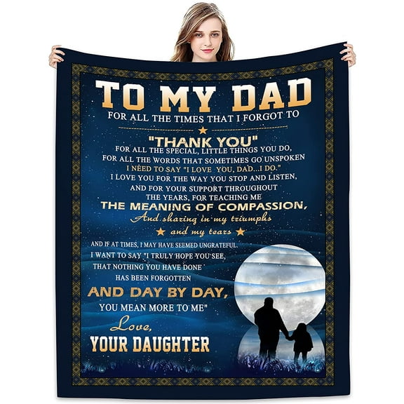 LHSHID to My Dad from Daughter Flannel Fleece Throw Blanket Grateful Love Birthday Gift Throws Blankets Happy Father's day Present for Sofa Super Cozy Lightweight Father Gifts Idea 30"x40"