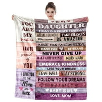 LHSHID Daughter Gift from Mom Blanket Birthday Daughter Gifts I Love You to The Moon and Back Pink Christmas Fleece Blanket 30x40in