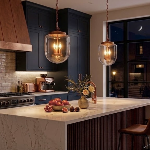 LHSHID Delphi Pendant Lamp-Coarse Gold and Clear Glass