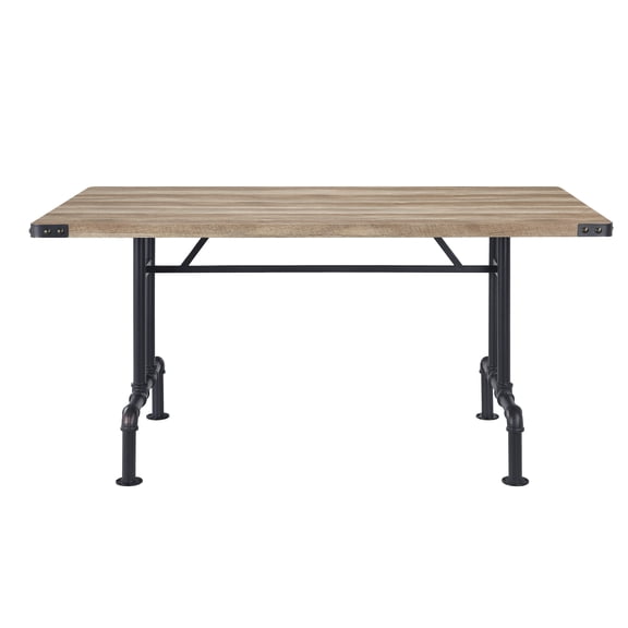 LHKJ Dining Table with Metal Legs, Oak and Sandy Black