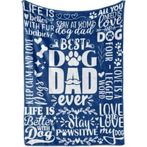 LHSHID Dog Dad Gifts for Men Dog Dad Flannel Fleece Blankets Throws Perfect for Birthday Christmas Thanksgiving Blue 30x40in