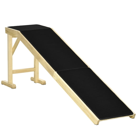 LHSHID Dog Ramp for Bed,Pet Ramp for Dogs with Non-Slip Carpet and Top Platform,74"x16"x25",Natural