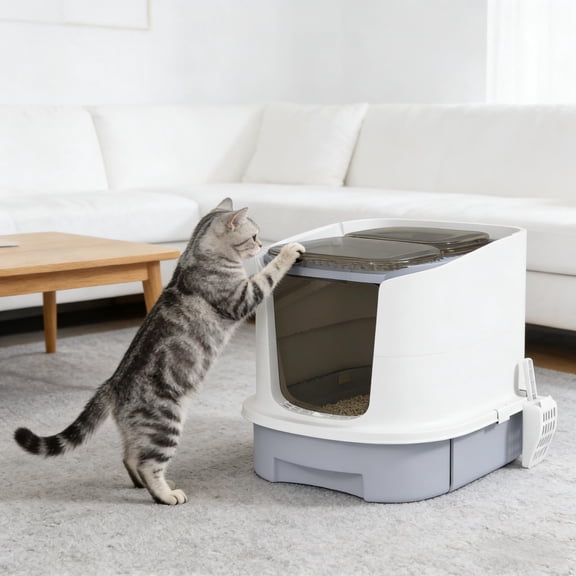 LHSHID Easy to Clean Litter Box,Covered Cat Litter Box