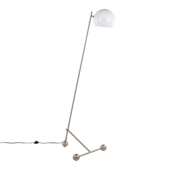 LHSHID Eileen Contemporary Floor Lamp in Brushed Nickel with White Plastic Shade