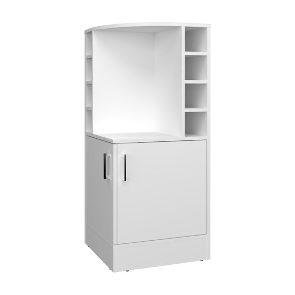 LHKJ Corner Bar Cabinet with Bottle Rack, Open Shelves and Hidden Storage, White