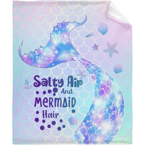 LHSHID Flannel Fleece Bed Blanket Salty Air and Mermaid Hair Throw Blanket Lightweight Cozy for Bedroom All Season Sofa Decor Gift 30x40in