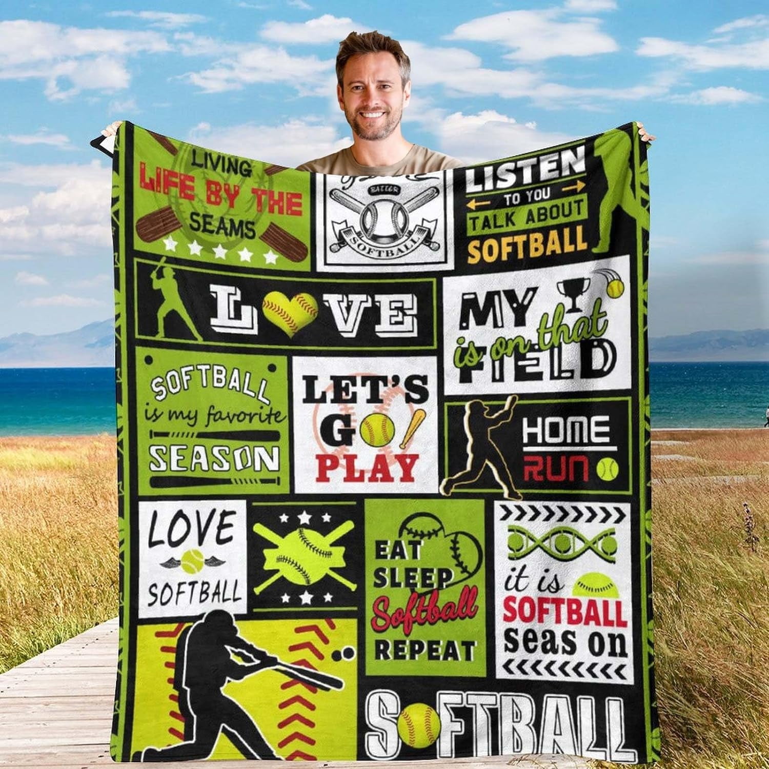 LHSHID Flannel Fleece Blanket American Football Field Green for Bedroom  Couch Travelling Comfortable All Season Air Conditioning Blanket for Adult  ..., image size:1500x1500