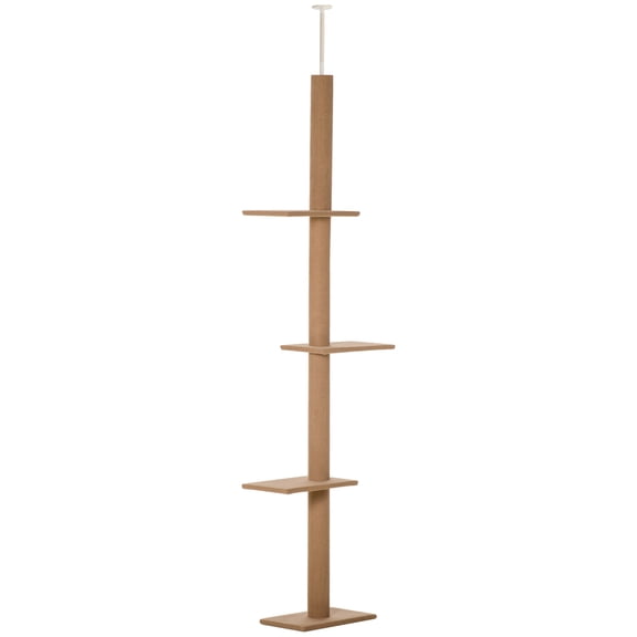 LHSHID Floor-to-Ceiling Cat Tree Cat Climbing Tower with Sisal-Covered Scratching Posts Natural Cat Tree Activity Center for Kittens Cat Tower Furniture,Brown