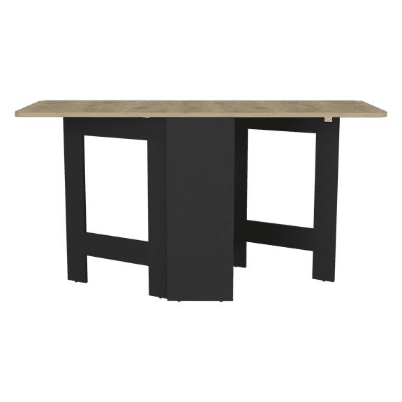 LHSHID Folding Table with Expandable Design, Black and Macadamia