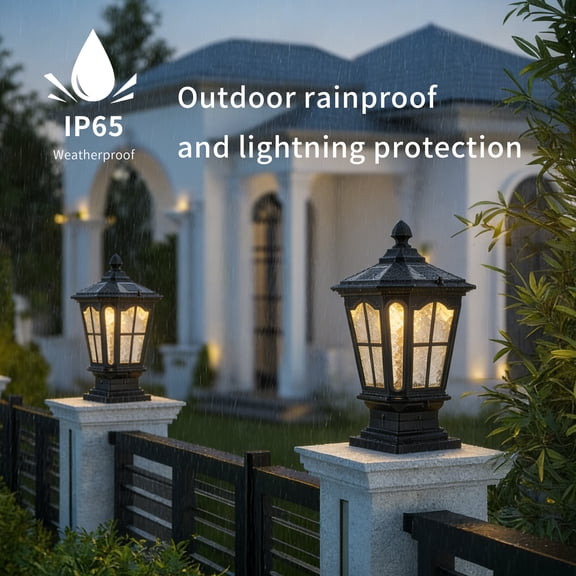 LHKJ Garden Post Light, Black Aluminum