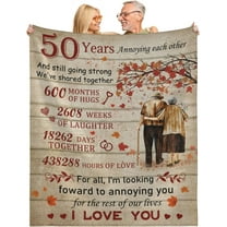 LHSHID Gifts for 50th Anniversary Blanket 50th Golden Wedding Anniversary 50 Years of Marriage Throw Blankets Gift for Husband Wife Couple Gifts for Dad Mom Grandparents 30"x40"
