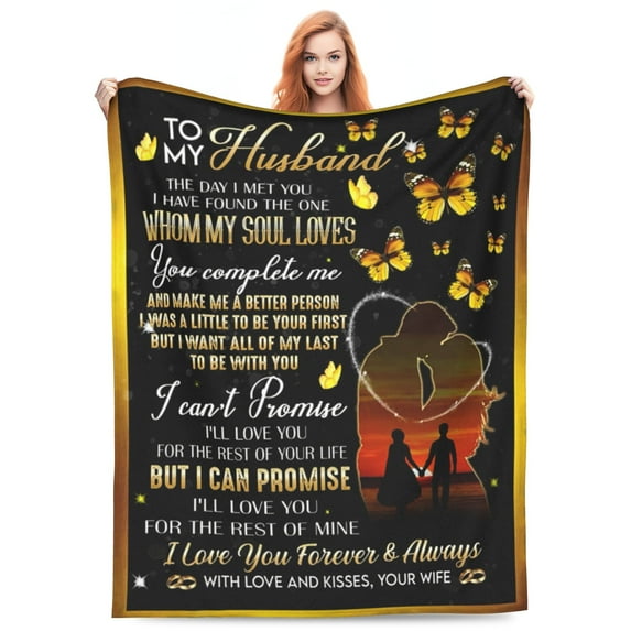 LHSHID Gifts for Husband Personalized Blanket Romantic Sunset Couple Quotes Gifts for Hubby from Wifey Fleece Sherpa Husband Blanket Gifts for Christmas Wedding Anniversary Xmas 50x60inch