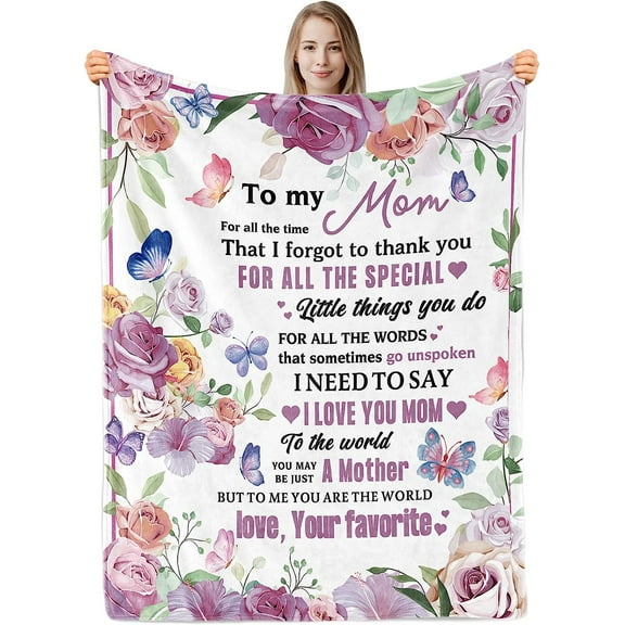 LHSHID Gifts for Mom Blanket Best Mom Ever Gifts Birthday Gifts for Mom Throw Blanket I Love You Mom Gifts Unique Mom Gift Mom Birthday Gifts from Daughter/Son Soft Throw Blanket