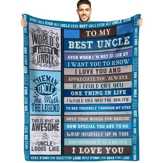 LHSHID Gifts for Uncle from Niece Birthday Gifts from Niece and Nephew Best Uncle Blanket for My Uncle with Many Great Words Thanksgiving Christmas Bday Presents for Uncle Throw Blanket 50x60in