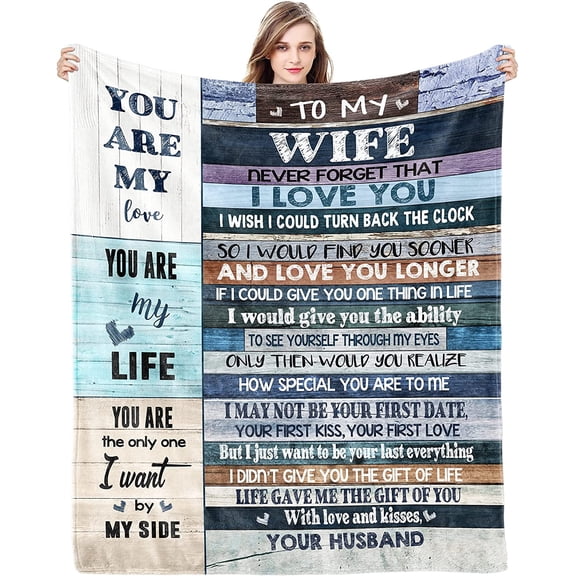 LHSHID Gifts for Wife Gift Form Husband Blanket for Christmas Wedding Anniversary Birthday Mothers Day Valentines Day Romantic for Wife Ideas Healing Thoughts Ultra Soft Blanketsch 30"x40"