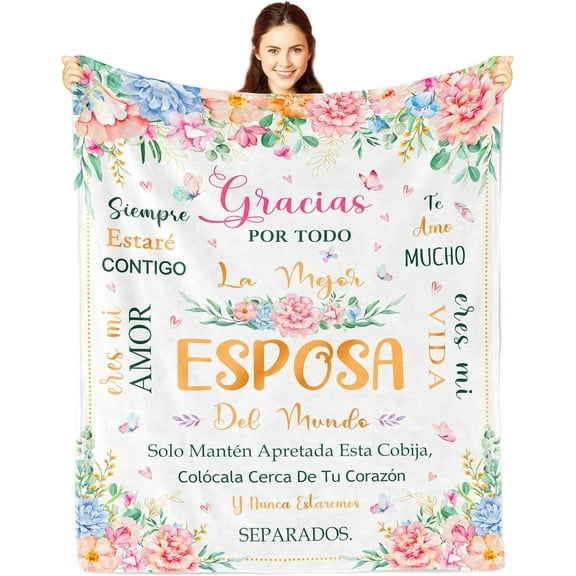 LHSHID Gifts for Wife in Spanish Regalos de Navidad/Aniversario para Esposa Manta Regalo para Mi Esposa Navidad/Cumpleaños/San Valentin Wife Birthday Gifts Blanket 30x40in