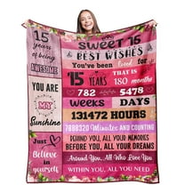 LHSHID Gifts for 15 Year Old Girls Blanket Birthday Christmas Gift 15th Birthday Gifts for Teen Girls Decorations Fifteenth Fleece Blanket 30x40in