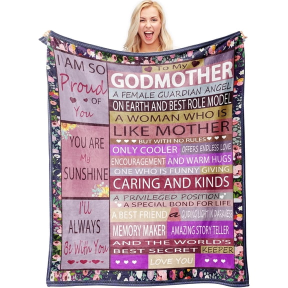 LHSHID Godmother Gifts from Godchild Godmother Birthday Gift God Mother Gifts for Women Christian Gifts for Godmother from Goddaughter or Godson Baptism Gifts Throw Blankets 50"x60"