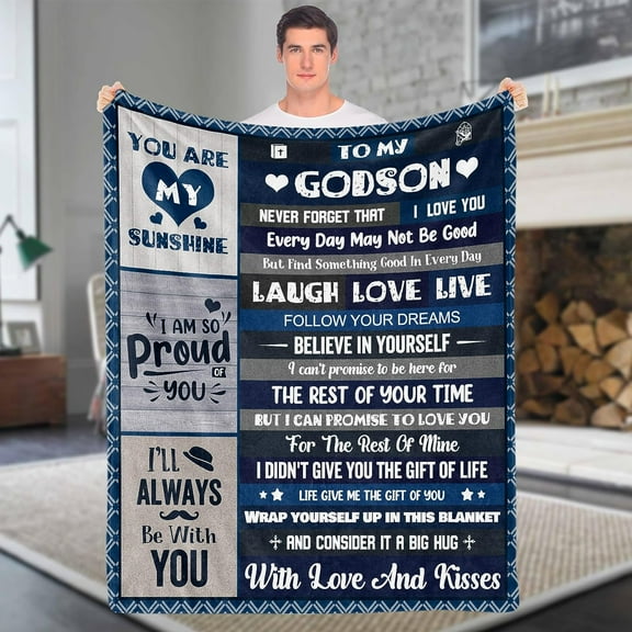 LHSHID Godson Gifts from Godmother Godfather to My Godson Throw Blankets Soft Fleece Flannel Birthday Graduation Christian Baptism Gifts for Boys Best Godson Ever Gifts Ideas from Godparents