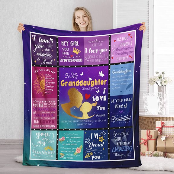LHSHID Granddaughter Blanket Granddaughter Gifts from Grandma Gifts for Granddaughter Birthday Graduation Christmas Mother's Day Wedding Presents Idea Soft Throw Blanket for Couch Bed