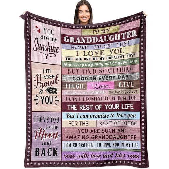 LHSHID Granddaughter Gifts Granddaughter Gift from Grandma/Grandpa/Grandmother/Grandfather Gifts for Granddaughter Birthday Graduation Gift for Granddaughter Throw Blanket 60"x80"