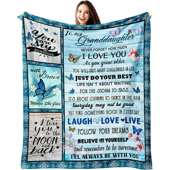 LHSHID Granddaughter Gifts Granddaughter Gifts from Grandma Grand Daughter Gifts from Grandma Granddaughter Birthday Gift Throw Blanket 60"x80"