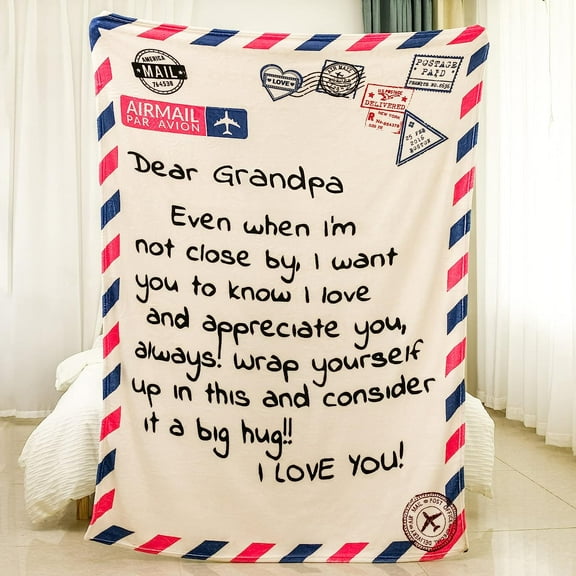 LHSHID Grandpa Gifts from Granddaughter Grandson Letter Warm Soft Throw Blankets Gifts for Grandpa Grandpa Blanket Gifts for Fathers Day 30"x40"